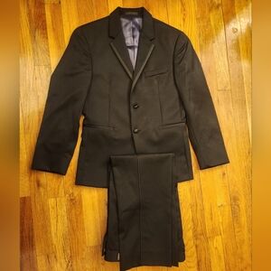Boys Michael Kors Black Tuxedo Suit Set Flat Front Pants Satin Details SIZE 14